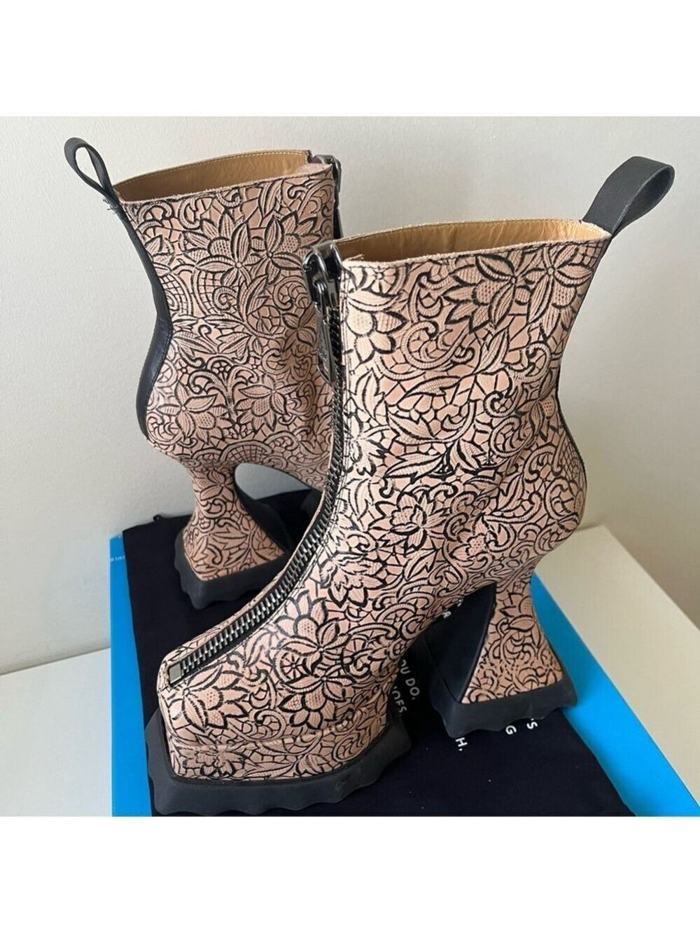 John Fluevog MUNSTER MAX PETUNIA MID-CALF PLATFORM BOOTS Size 9 - Picture 11 of 16